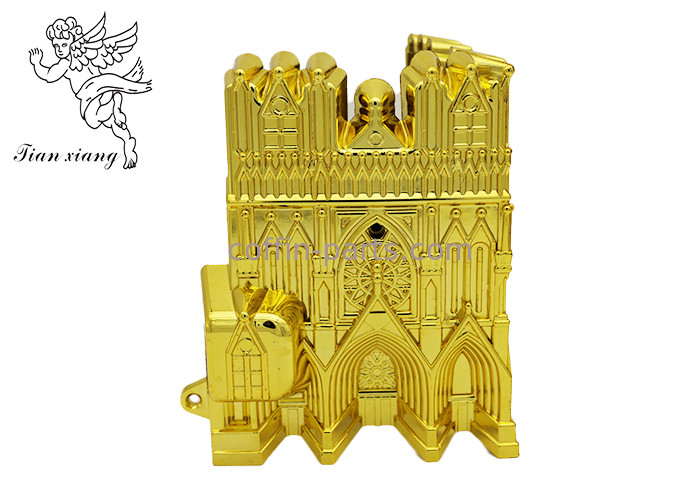 El ataúd plástico modificado para requisitos particulares de la Virgen arrincona estilo americano de oro pálido con la catedral