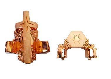 Brass Color Coffin Parts Funeral Casket Decoration Sun And Star Pattern PP New Material